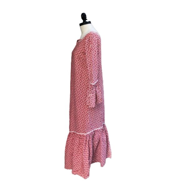 Vtg 60s UAR Egyptian Prairie Cottage Core Patterned Ruffle Maxi Dress Nefertari - Picture 8 of 16